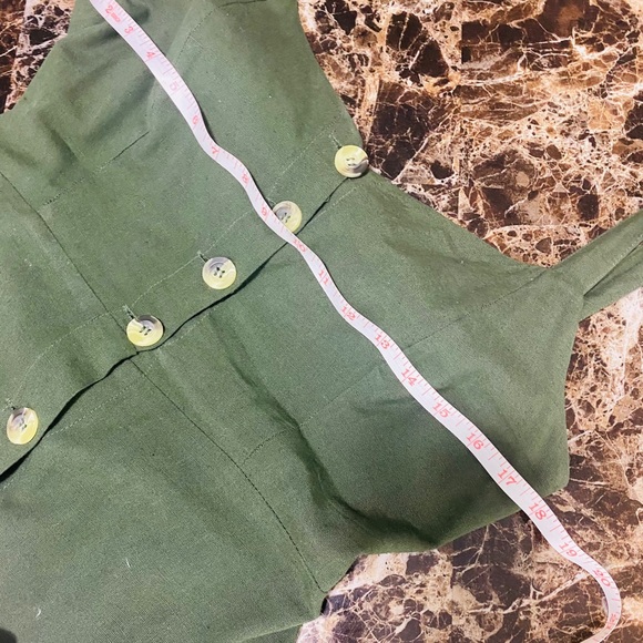 JAPNA Dress Linen Olive Green M Backless - Picture 9 of 12